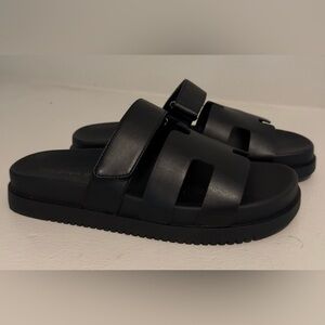 Madden Girl Gavin Black Faux Leather Slide Sandals Size 7